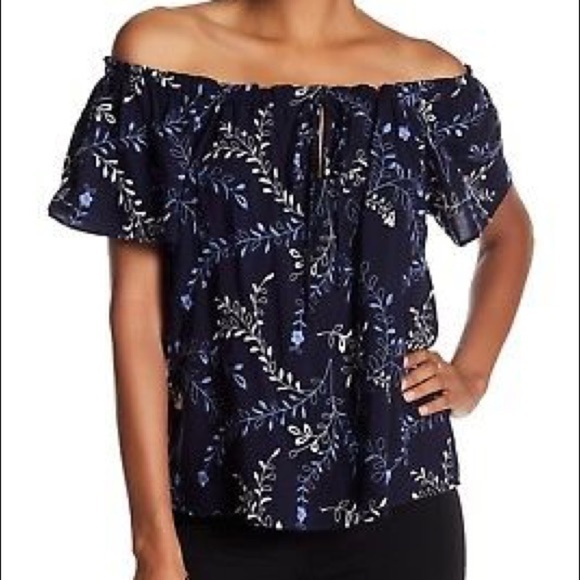 Parker Off the Shoulder Embroidered Top Sz XS NWT - Picture 1 of 6